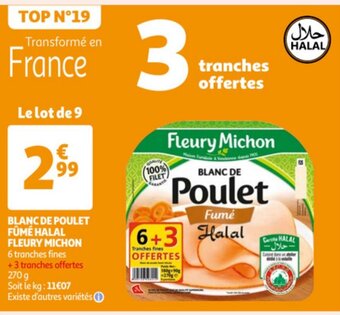 Auchan Blanc De Poulet Fume Halal Fleury Michon aanbieding