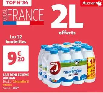 Auchan Auchan Lait Demi-Ecreme Les 12 Bouteilles aanbieding