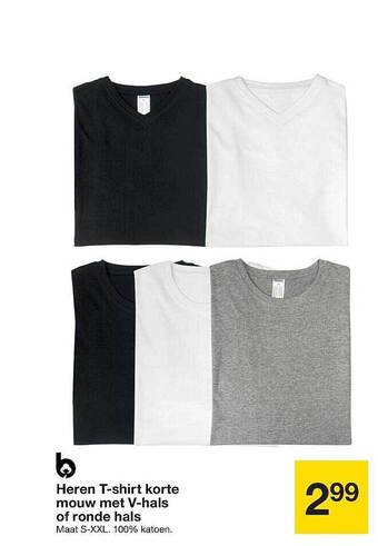 Zeeman Heren tshirt korte mouw met vhals of ronde hals aanbieding