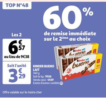 Auchan Kinder Bueno Lait 340g Les 2 aanbieding