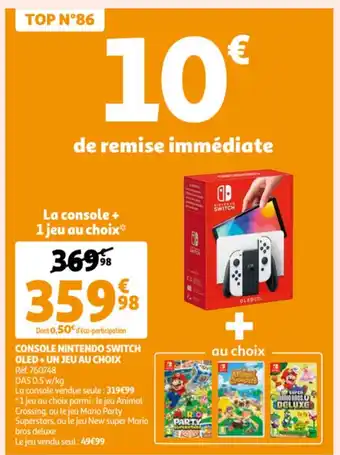 Auchan Console Nintendo Switch OLED + Un Jeu Au Choix aanbieding