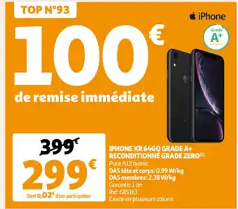 Auchan iPhone XR 64GO Grade A+ Reconditionne Grade Zero aanbieding