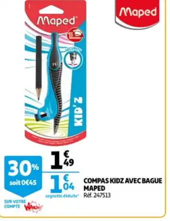 Auchan Maped Compas Kidz Avec Bague aanbieding