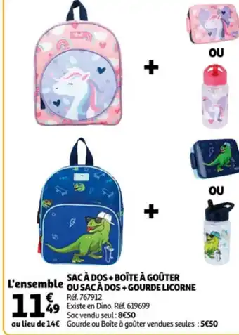 Auchan Sac a Dos + Boite a Gouter ou Sac a Dos + Gourde Licorne aanbieding