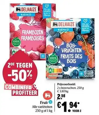 Delhaize Fruit bosvruchten aanbieding
