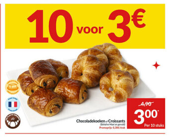 Intermarché Chocoladekoeken of Croissants per 10 stuks aanbieding