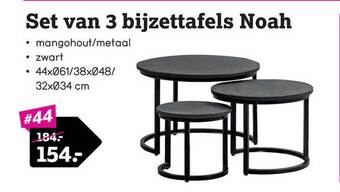 Leen Bakker Set van 3 bijzettafels noah aanbieding