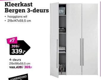 Leen Bakker Kleerkast bergen 3-deurs aanbieding