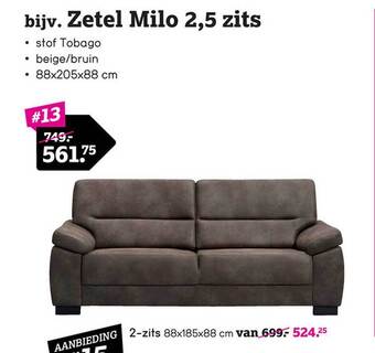 Leen Bakker Zetel milo 2,5 zits aanbieding