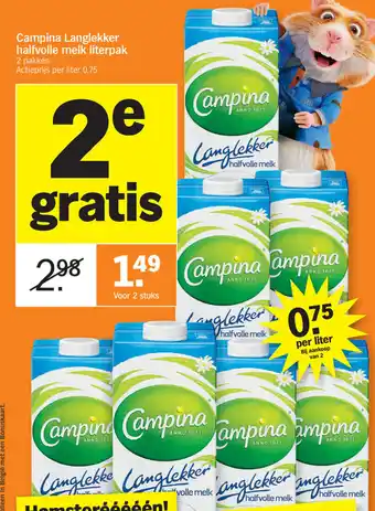 Albert Heijn Campina Langlekker halfvolle melk literpak aanbieding