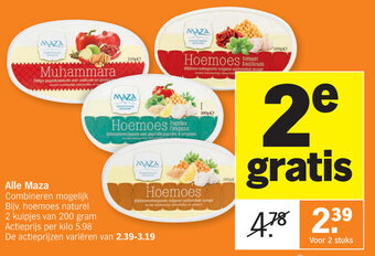 Albert Heijn Maza Hoemoes naturel 200 gram aanbieding