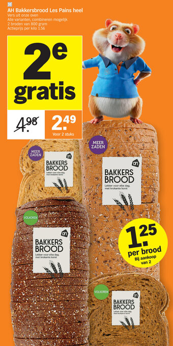 Albert Heijn AH Bakkersbrood Les Pains heel 800 gram aanbieding