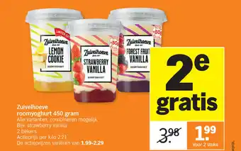 Albert Heijn Zuivelhoeve roomyoghurt Strawberry vanilla 450 gram aanbieding