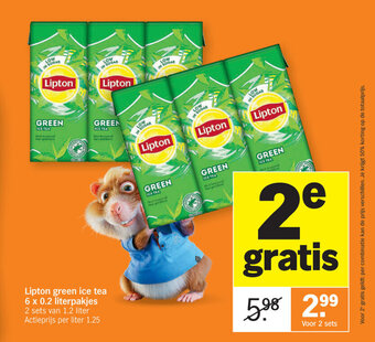 Albert Heijn Lipton green ice tea 6 x 0.2 literpakjes aanbieding