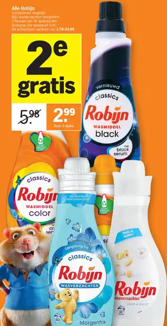 Albert Heijn Robijn wasverzachter morgenfris aanbieding