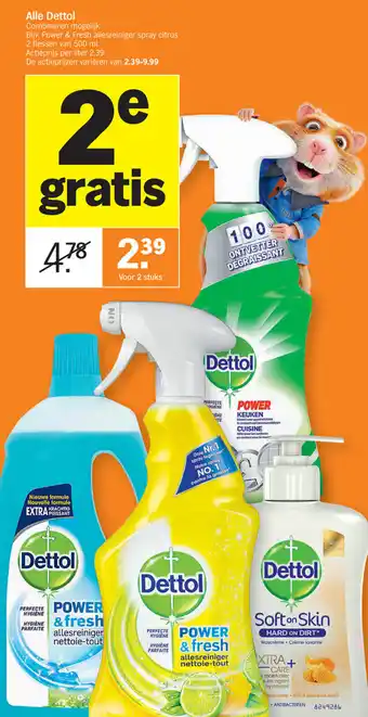 Albert Heijn Dettol Power & Fresh allesreiniger spray citrus 500 ml aanbieding
