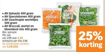 Albert Heijn AH Spinazie 400 gram aanbieding