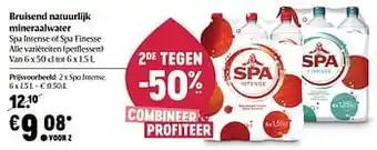 Delhaize Bruisend natuurlijk mineraalwater spa intense of spa finesse aanbieding