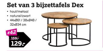 Leen Bakker Set van 3 bijzettafels dex aanbieding