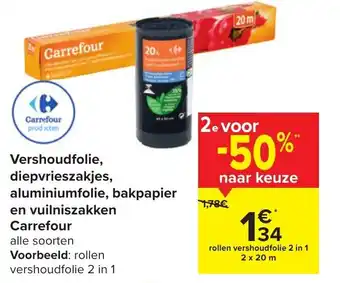Carrefour Vershoudfolie,diepvrieszakjes,aluminiumfolie,bakpapier en vuilniszakken carrefour aanbieding