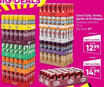 Coca Cola, Fanta, Sprite of Dr.Pepper Diverse Soorten 33cl, 24 Stuks