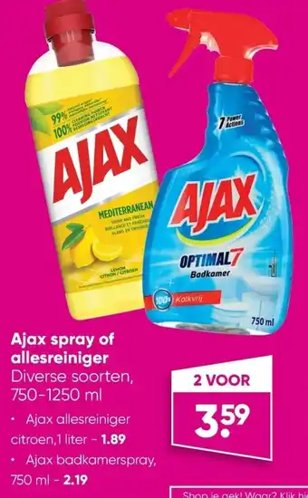Ajax Spray of Allereiniger Diverse Soorten 750-1250ml, 2 Voor