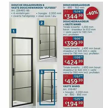 Douche Draaideuren & Vaste Douchewanden