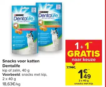 Carrefour Snacks voor katten Dentalife 2 x 40 g aanbieding