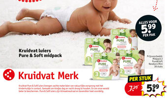 Kruidvat Kruidvat Luiers Pure & Soft Midpack aanbieding