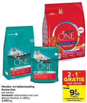 Carrefour Honden- en kattenvoeding purina one aanbieding