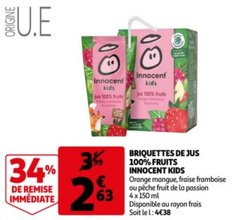 Auchan Briquettes De Jus 100% Fruits Innocent Kids aanbieding