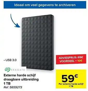 Carrefour Seagate externe harde schijf draagbare uitbreiding 1 tb aanbieding
