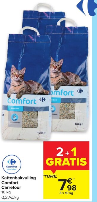 Carrefour Kattenbakvulling comfort carrefour 10 kg aanbieding