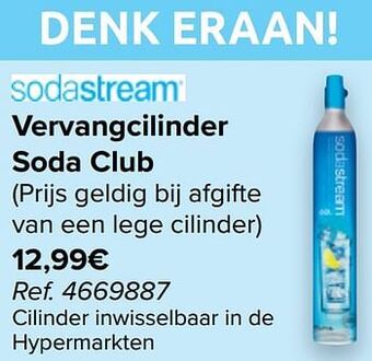 Carrefour Sodastream vervangcilinder soda club aanbieding