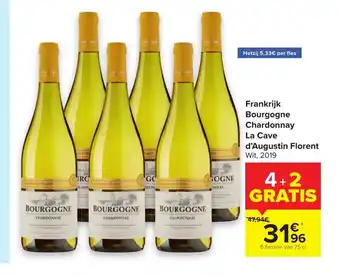Carrefour Frankrijk bourgogne chardonnay la cave d'augustin florent 6 flessen van 75 cl aanbieding