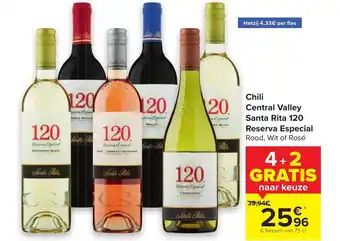 Carrefour Chili central valley Santa Rita 120 reserva especial 6 flessen van 75 cl aanbieding