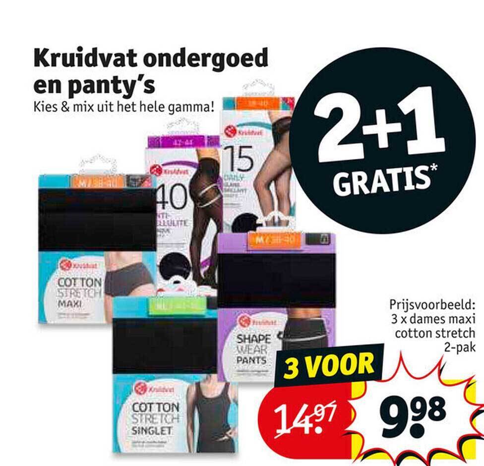 Kruidvat ondergoed en panty's 2+1 gratis promotie bij Kruidvat