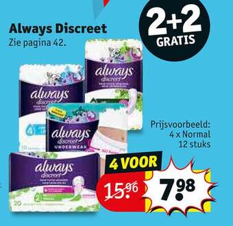 Kruidvat Always discreet 2+2 gratis aanbieding