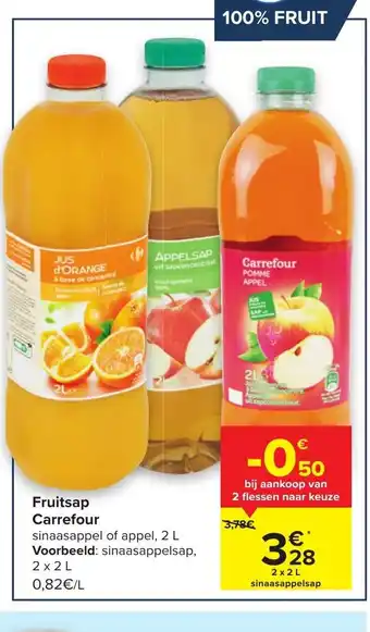 Carrefour Fruitsap carrefour sinaasappelsap 2 X 2 L aanbieding