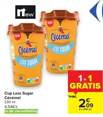 Carrefour Cup less sugar cecemel 2 x 230 ml aanbieding