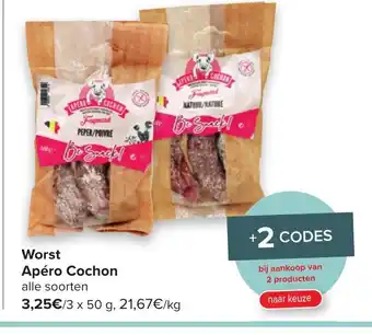Carrefour Worst apero cochon 3 x 50 g aanbieding