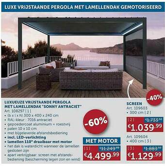 Zelfbouwmarkt Luxueuze Vrijstaande Pergola Met Lamellendak aanbieding