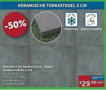 Zelfbouwmarkt Keramische Terrastegel Nino Donkergrijs 2 Cm aanbieding