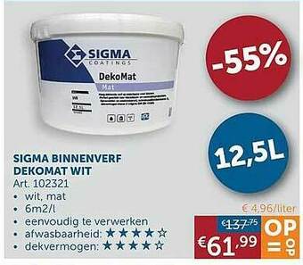 Zelfbouwmarkt Sigma Binnenverf Dekomat Wit aanbieding