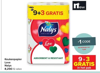 Carrefour Keukenpapier love nalys 12 rollen aanbieding