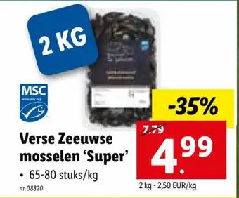 Verse zeeuwse mosselen 'super' 65-80 stuks