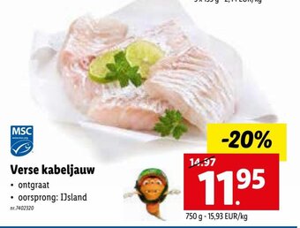 Lidl Verse kabeljauw 750g aanbieding