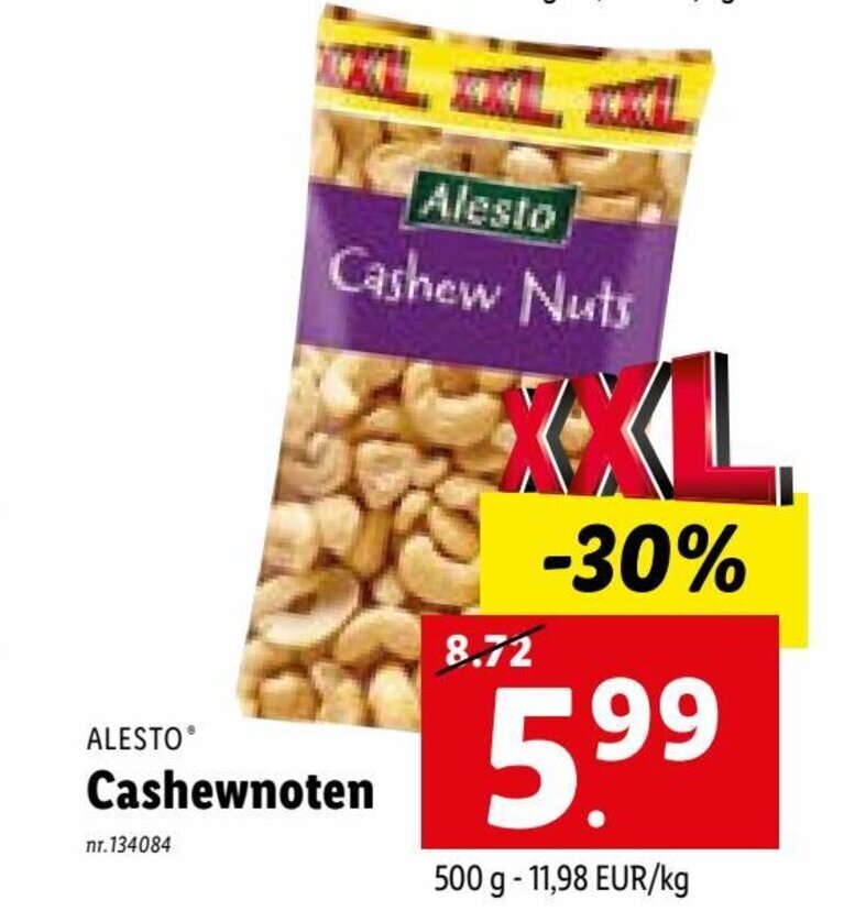 Cashewnoten 500g promotie bij Lidl