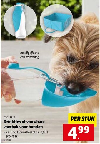 Lidl Drinkfles of vouwbare voerbak voor honden aanbieding