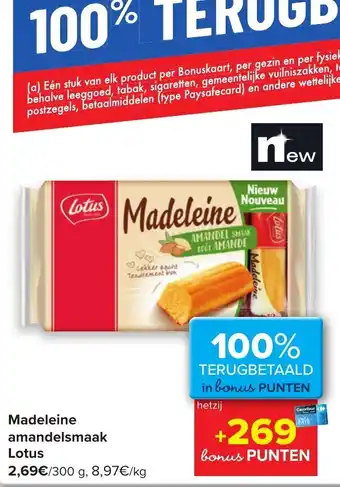 Carrefour Madeleine amandelsmaak lotus 300 g aanbieding
